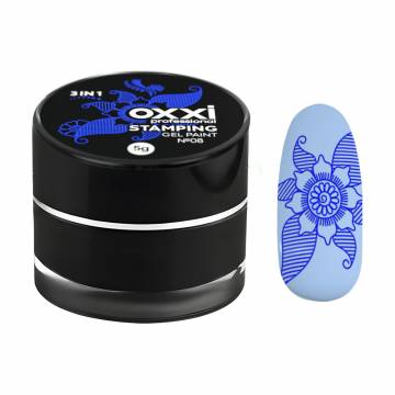 Гель-краска для стемпинга Oxxi Professional Stamping Gel Paint 8 Синяя, 5 г Гель-краска для стемпинга Oxxi Professional Stamping Gel Paint 8 Синяя, 5 г