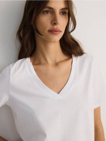 Reserved - LADIES` T-SHIRT - білий - ZS218-00X Reserved - LADIES` T-SHIRT - білий - ZS218-00X