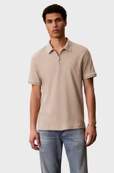 Мужское бежевое поло SLIM SUPIMA ZIP Бежевый M Calvin Klein LV04LE255G