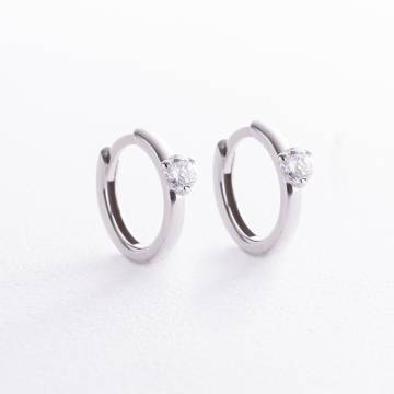 Серебряные серьги - кольца с фианитами OR111310 Серебряные серьги - кольца с фианитами OR111310