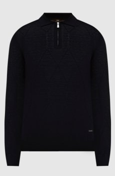 Черное поло из шерсти в узор