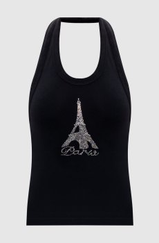 Черный топ с кристаллами