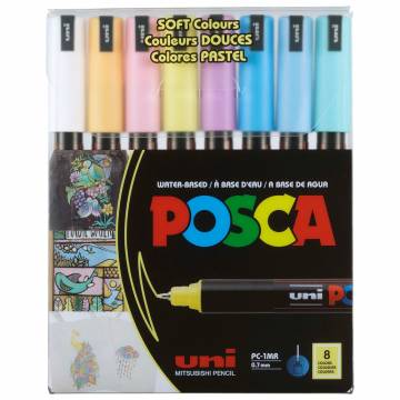 Набір маркерів UNI Posca Soft Color 8 шт (PC-1MR SOFT COLOR 8C) Набір маркерів UNI Posca Soft Color 8 шт (PC-1MR SOFT COLOR 8C)