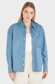Женская голубая джинсовая рубашка TJW DENIM OVERSHIRT EXT Голубой XS Tommy Jeans DW0DW17355