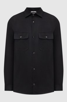 Черная рубашка из шерсти и шелка