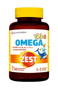 Детская омега Schonen Zest Kids Omega со вкусом апельсина, 60 жевательных пастилок