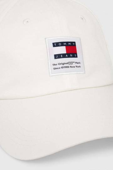 Хлопковая кепка Tommy Jeans цвет белый с аппликацией Хлопковая кепка Tommy Jeans цвет белый с аппликацией