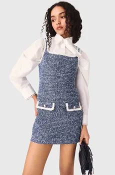 Женское синее твидовое платье Синий 38 MAJE MFPRO04520_Blue