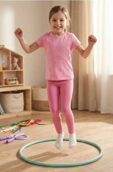 Гімнастичний набір: хула-хуп, танцювальні стрічки, гумка та скакалка - різнобарвний