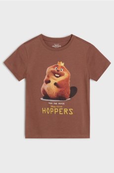 Бавовняна футболка з принтом Hoppers - коричневий