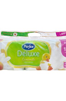 Туалетная бумага Boni Perfex Deluxe Ромашка, 3х-слойная 150 отрывов, белая, 10 шт