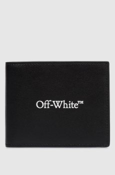 Черный кожаный портмоне с принтом логотипа