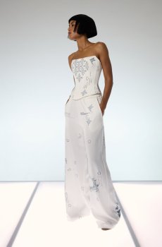 Молочні сатинові штани з принтом Душа