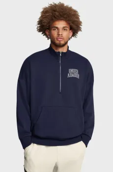 Мужская темно-синяя спортивная кофта UA Icon HWT Terry OS 1/2 Zip Синий S Under Armour 1386550-410