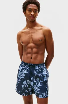 Мужские темно-синие плавательные шорты с узором Синий S Tommy Hilfiger UM0UM03266