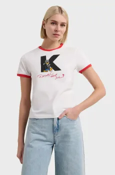Женская белая футболка KL INITIAL X DISNEY Белый XS Karl Lagerfeld A3W17089