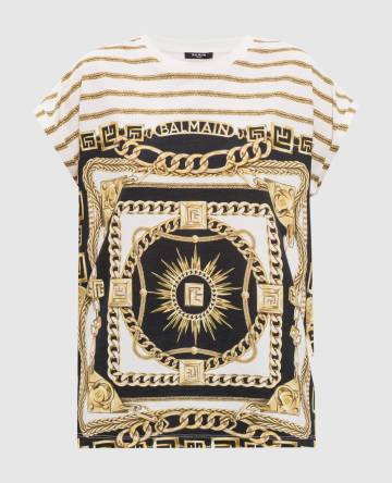 Белая футболка с принтом Balmain Chain