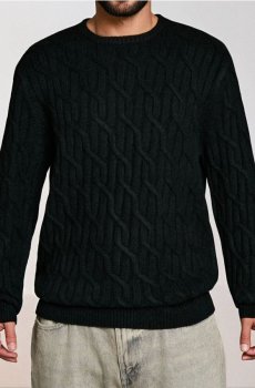 Джемпер ефектної в’язки - чорний