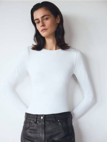 Reserved - Гладкий лонгслів - білий - 3379P-00X