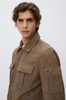 Reserved - Замшева куртка з коміром - кавовий - 245GU-84X