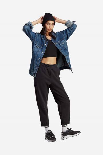 Хлопковые спортивные штаны adidas Originals цвет чёрный однотонные IB7329-black Хлопковые спортивные штаны adidas Originals цвет чёрный однотонные IB7329-black