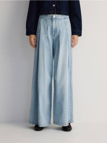 Reserved - Джинси wide leg зі складками - синій - YT354-05J Reserved - Джинси wide leg зі складками - синій - YT354-05J