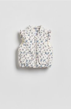 Reserved - Жилет з квітковим візерунком - кремовий - 682IM-01X