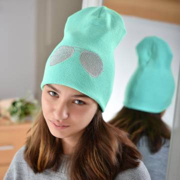 Шапки Lemanta Шапка для дівчаток колір мята (очки серебро) Шапки Lemanta Шапка для дівчаток колір мята (очки серебро)