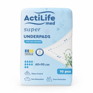 Пеленки гигиенические ActiLife Med Super Впитывающие, 60*90 см, 10 шт Пеленки гигиенические ActiLife Med Super Впитывающие, 60*90 см, 10 шт