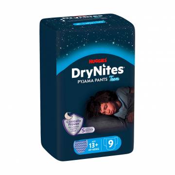 Ночные трусики-подгузники Huggies DryNites для мальчиков, 13+ лет (49-60 кг), 9 шт Ночные трусики-подгузники Huggies DryNites для мальчиков, 13+ лет (49-60 кг), 9 шт