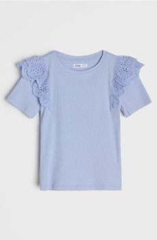 Футболка з трикотажу в рубчик - блакитний