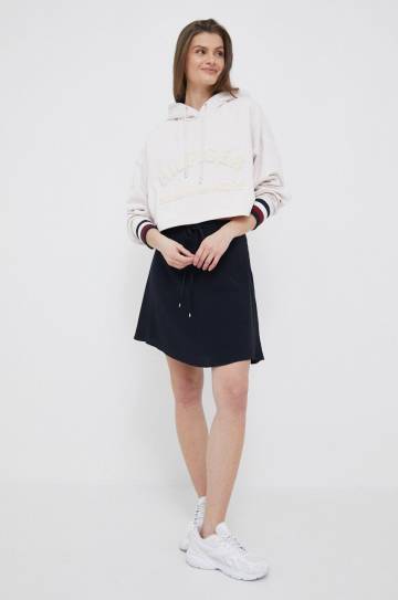 Кофта Tommy Hilfiger женская цвет бежевый с капюшоном узор Кофта Tommy Hilfiger женская цвет бежевый с капюшоном узор