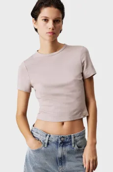 Женская бежевая футболка MILANO SHORT SLEEVE TOP Бежевый XS Calvin Klein Jeans J20J224769