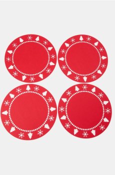 Підставки на стіл із різдвяним мотивом 4 pack - червоний