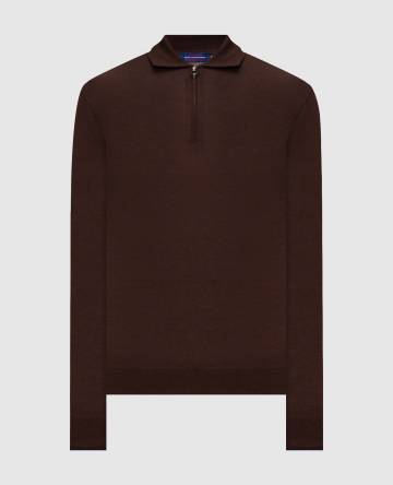 Коричневое поло из шерсти, шелка и кашемира
