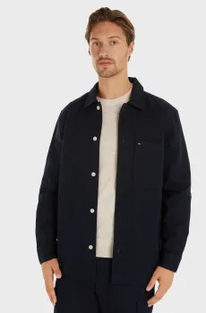 Мужская темно-синяя рубашка TWILL SHIRT JACKET Синий M Tommy Hilfiger MW0MW35818