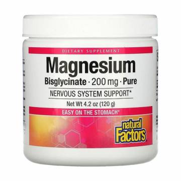 Магний бисглицинат Natural Factors Magnesium Bisglycinate Pure 200 мг, в порошке, 120 г Магний бисглицинат Natural Factors Magnesium Bisglycinate Pure 200 мг, в порошке, 120 г