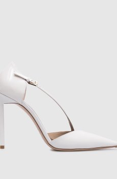 Белые кожаные лакированные туфли
