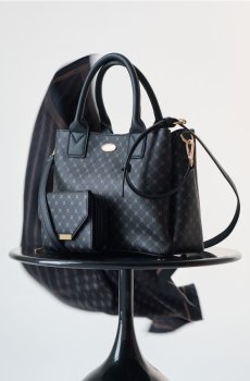 Сумка tote зі штучної шкіри з монограмою - чорний