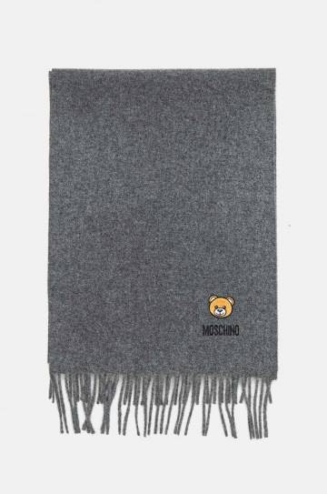 Шерстяной шарф Moschino цвет серый однотонный M5783 50124 Шерстяной шарф Moschino цвет серый однотонный M5783 50124