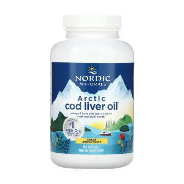 Рыбий жир из печени трески Nordic Naturals Arctic Cod Liver Oil со вкусом лимона, 1000 мг, 180 гелевых капсул
