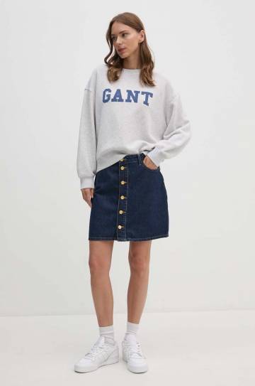 Хлопковая кофта Gant женская цвет серый с принтом 4200488 Хлопковая кофта Gant женская цвет серый с принтом 4200488