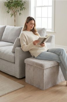 Пуф із функцією зберігання - бежевий