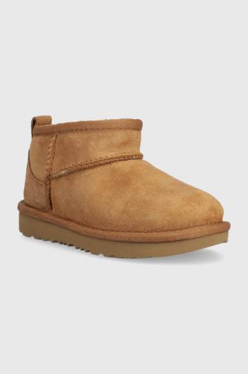 Детские замшевые сапоги UGG T CLASSIC ULTRA MINI цвет бежевый Детские замшевые сапоги UGG T CLASSIC ULTRA MINI цвет бежевый