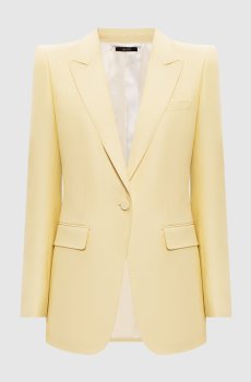 Желтый жакет из шерсти и шелка с акцентными плечами