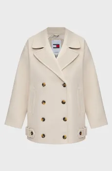 Женское бежевое пальто TJW WOOL PEACOAT Бежевый M Tommy Jeans DW0DW19752