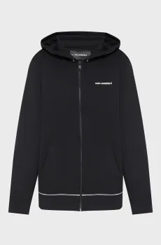 Женское черное худи LOGO PIPING ZIP UP HOODIE Черный L Karl Lagerfeld A2W20065