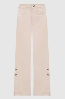 Бежевые джинсы с логотипом патча