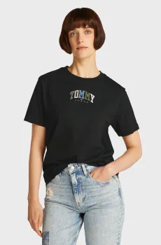 Женская черная футболка RLX COLOR VARSITY Черный XS Tommy Jeans DW0DW21337