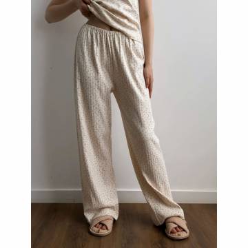 Штаны женские Miso Рибана, широкие, розовый цветок, размер L (15384)